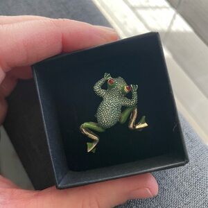 Adorable Frog Pin / Brooch with Dangling Legs